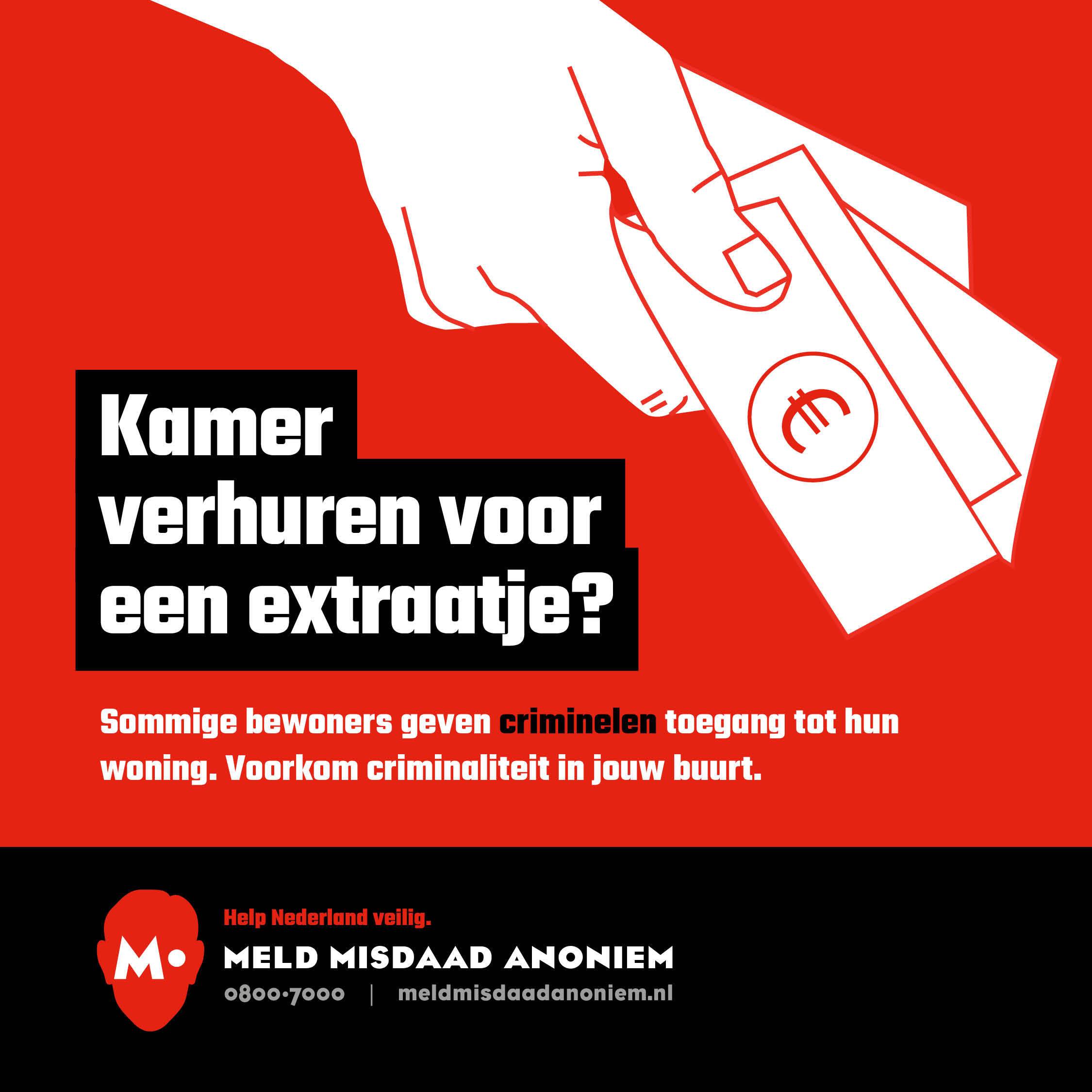 Meld Misdaad Anoniem banner Kamer verhuren voor een extraatje