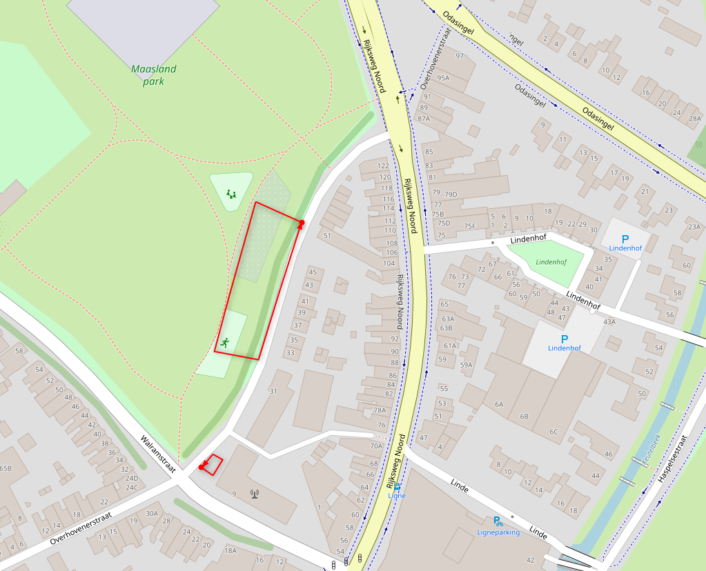 Kaartje aanleg parkeerplaatsen Overhovenerstraat 20 juni 2024