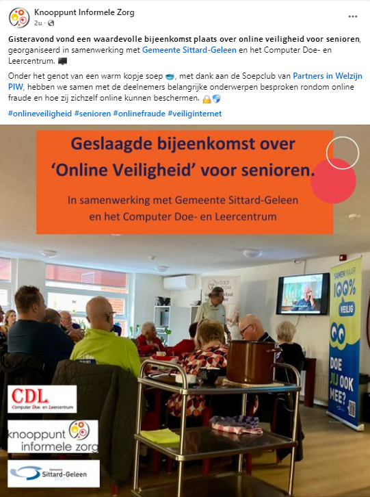 Week van de Veiligheid bijeenkomst over online veiligheid voor senioren dinsdag 8 oktober